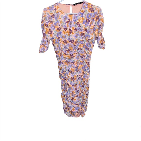 Sold- Zara Draped Floral Print Dress - Picture 4 of 9